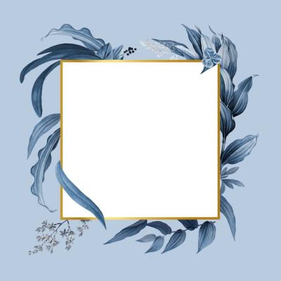 Blue Leaves Design Vector for Empty Frames – Free Download