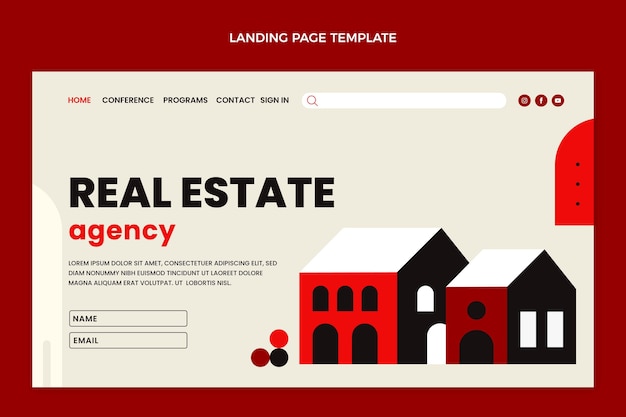 Flat Abstract Geometric Real Estate Landing Page – Free Download