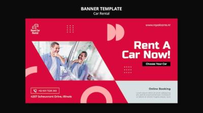 Car Rental Banner Template in Flat Design – Free Download, Free Stock Photo