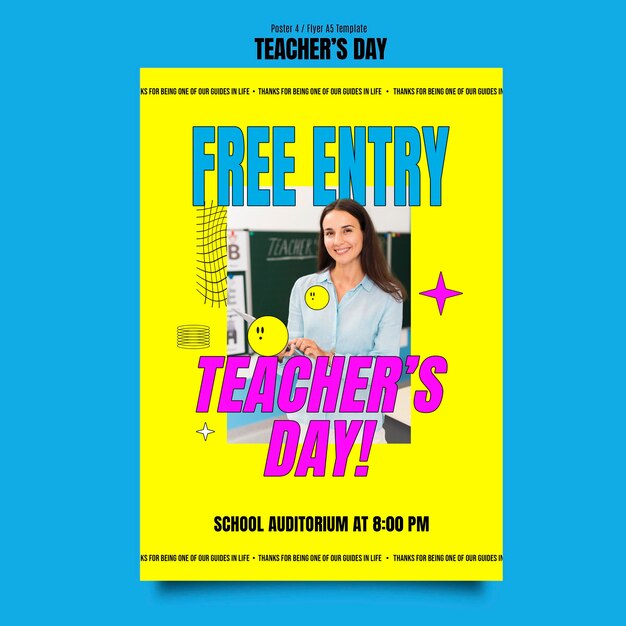 Hand Drawn Teacher’s Day Poster Template – Free Download