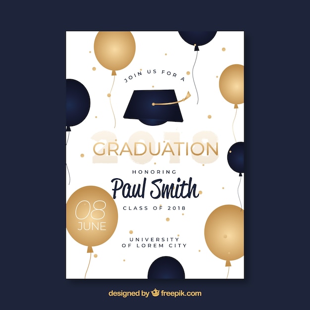 Elegant Graduation Party Invitation with Golden Style – Free Download