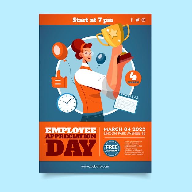 Employee Appreciation Day Vertical Poster Template – Free Download