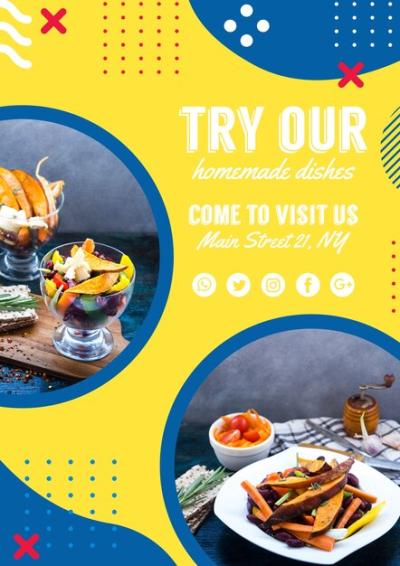 Restaurant Flyer Template in Memphis Style – Free Download