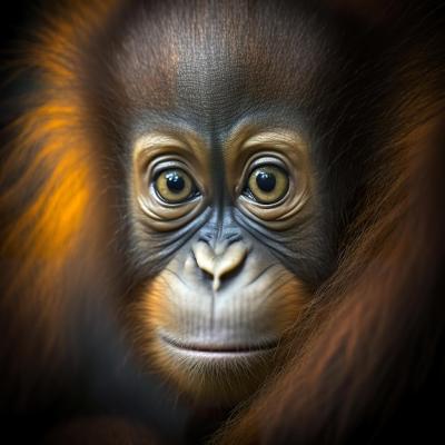 Portrait of Young Orangutan in the Rainforest – Free Download