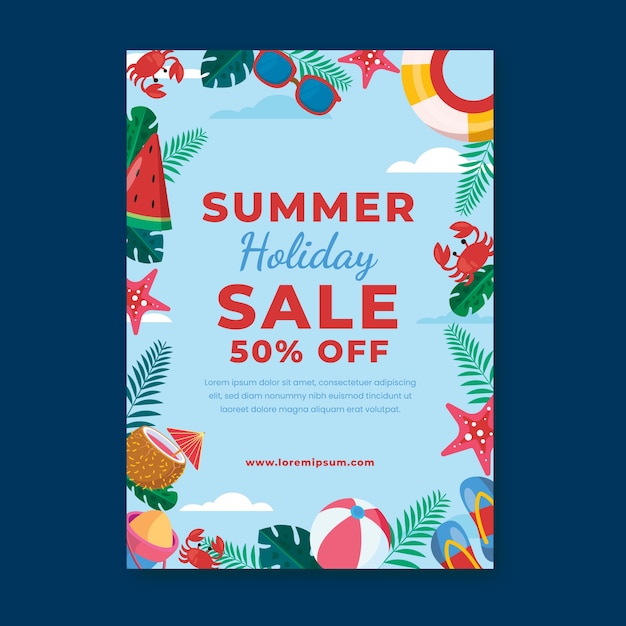 Summer Flat Sale Poster Template – Free Download