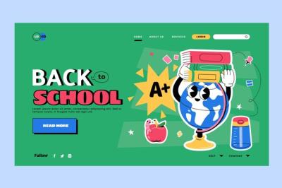 Back to School Season Flat Landing Page Template – Free Download