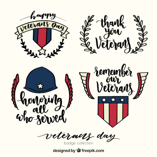 Hand Drawn Veterans Day Labels – Free Download