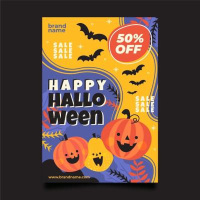 Flat Vertical Halloween Party Flyer Template – Free Download