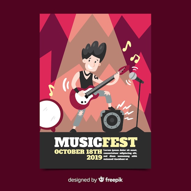 Hand Drawn Music Festival Poster – Free to Download