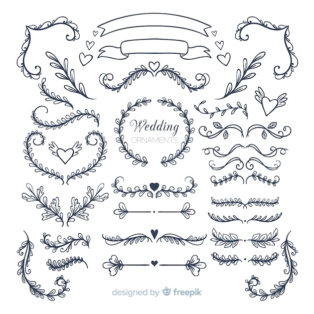 Hand Drawn Wedding Ornament Collection – Free Download