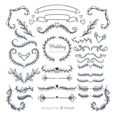 Hand Drawn Wedding Ornament Collection – Free Download