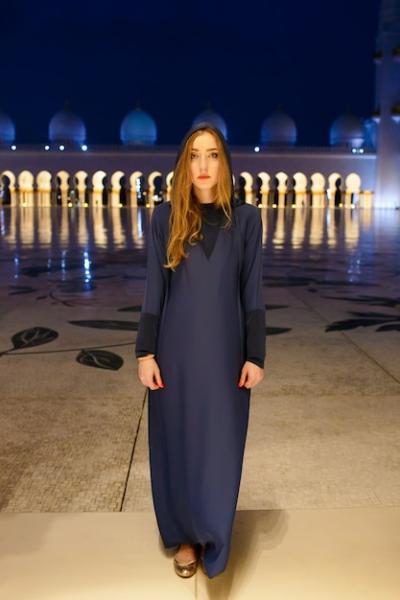 Mysterious Lady in Long Hooded Dress at Shekh Zayed Grand Mosque – Free Stock Photo, Download for Free