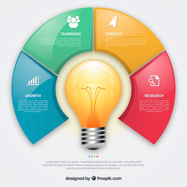 Colourful Infographic Featuring a Lightbulb – Free Download