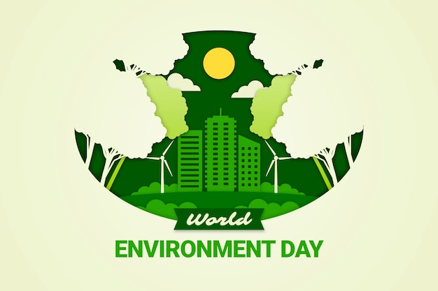 World Environment Day Background in Paper Style – Free Download