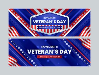 Gradient Veterans Day Horizontal Banners Set – Free Download