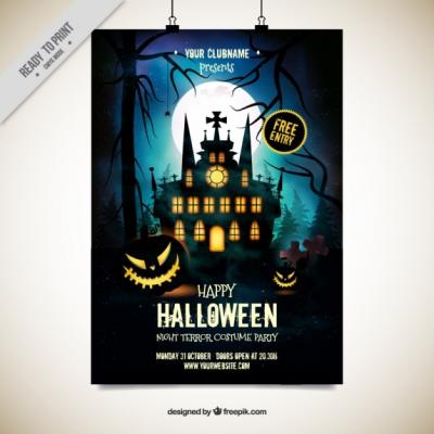 Enchanted Castle Halloween Party Poster – Free Download