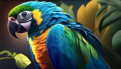 Vibrant Parrots Perched on a Branch in a Tropical Forest – Free Download