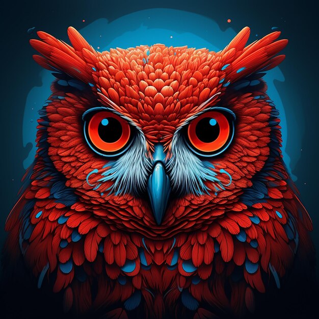 Stunning Red Owl with Bright Blue Eyes – Free Download