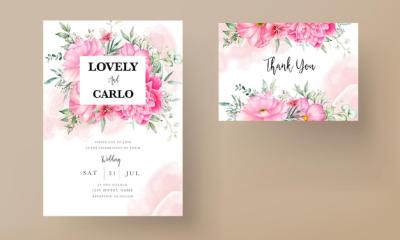 Beautiful Watercolor Wedding Invitation Card Set Template – Free Download