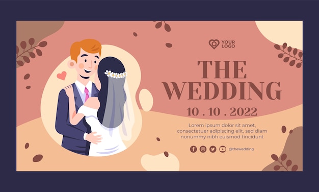 Hand Drawn Flat Wedding Facebook Ad – Free to Download