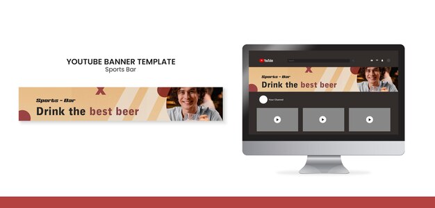 Sports Bar YouTube Banner Template for Fans and Leisure – Free Download