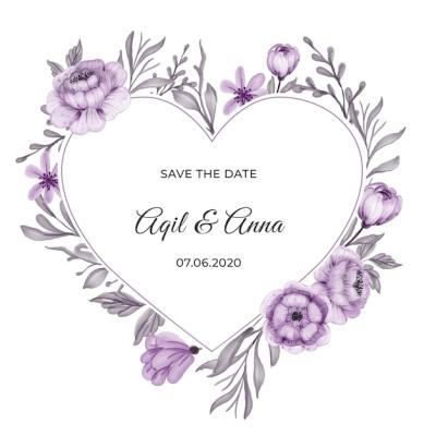 Classic Purple Flower Wreath Frame Invitation Card – Free Download