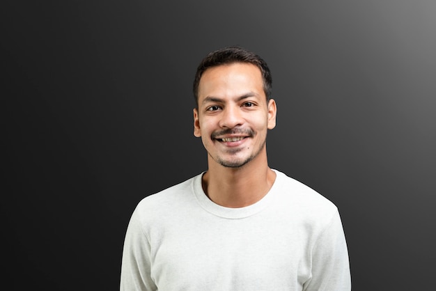 Portrait of a Smiling Man in a White Long Sleeve Tee – Free Download