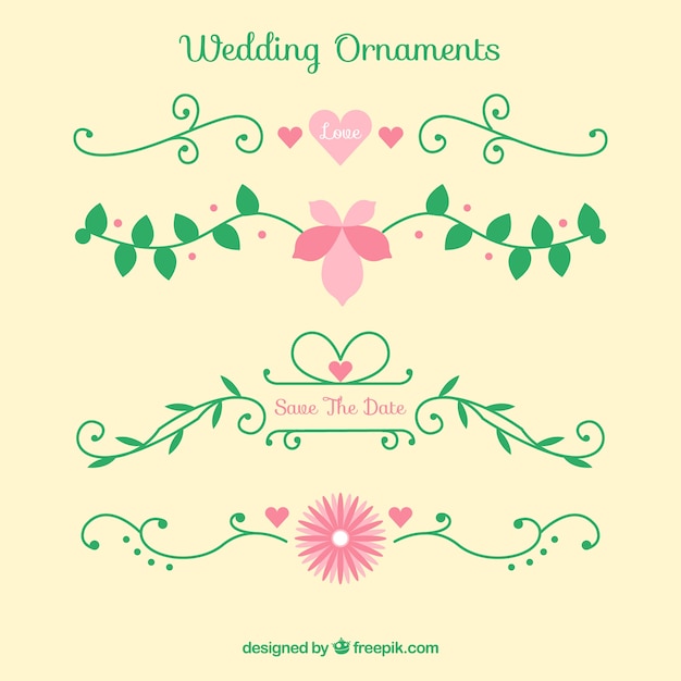 Colourful Flat Wedding Ornaments – Free Download