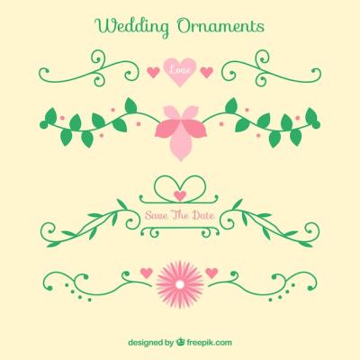 Colourful Flat Wedding Ornaments – Free Download