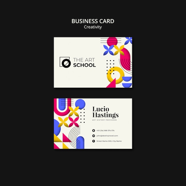 Flat Design Creativity Business Card Template – Free to Download