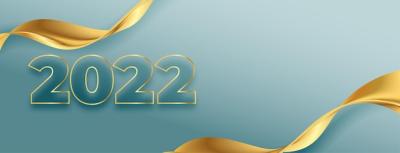 2022 New Year Banner with Golden Cloth Style Wave – Free Download