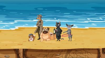 Domestic Animals at the Beach Scene – Free Download