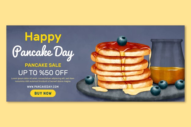 Watercolor Pancake Day Horizontal Banner – Download Free Stock Photo