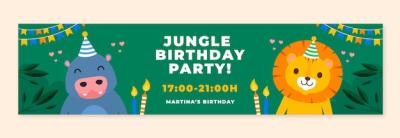 Flat Jungle Birthday Party Twitch Banner – Download Free Stock Photo