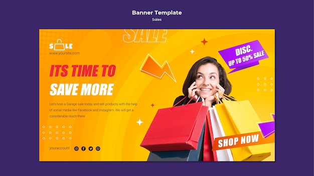 Creative Sales Template Design for Banner – Free Download