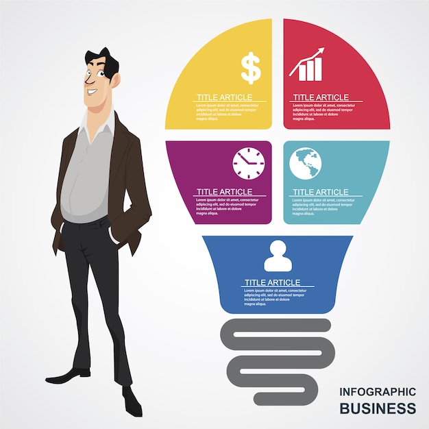 Business Infographic Featuring Light Bulb Design – Free Download