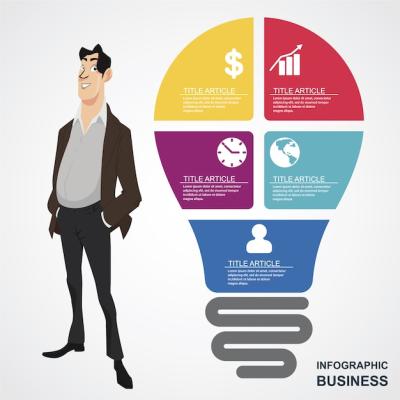 Business Infographic Featuring Light Bulb Design – Free Download