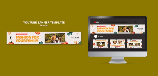 Autumn YouTube Channel Art Template in Flat Design – Free Download