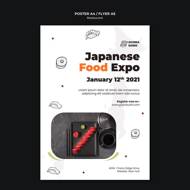 Sushi Restaurant Expo Poster Print Template – Free Download