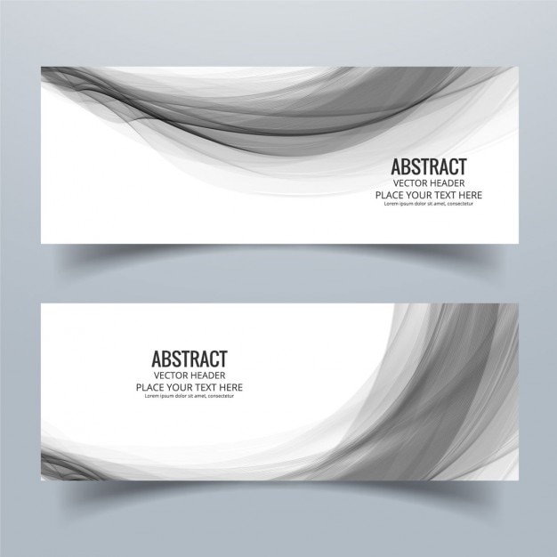 Two Abstract Banners Featuring Wavy Gray Shapes – Free Download