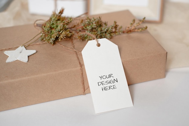 Eco-Friendly Christmas Zero Waste Tag Mockup for Festive Decor – Free Download