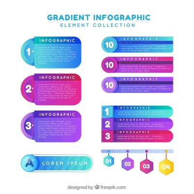 Gradient Colored Infographic Elements Collection – Free Download