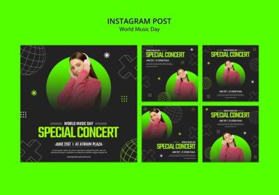 Instagram Post Templates for World Music Day – Free Download