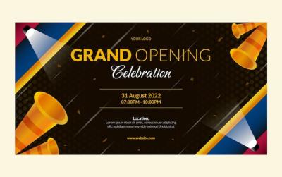 Gradient Social Media Post Template for Business Grand Opening – Free Download