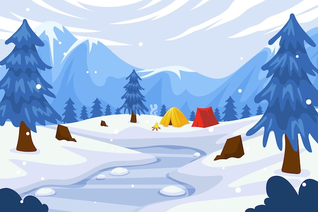 Flat Winter Landscape – Free Download