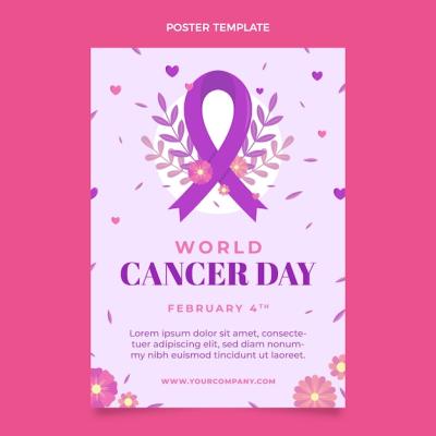 Vertical Poster Template for World Cancer Day – Free Download