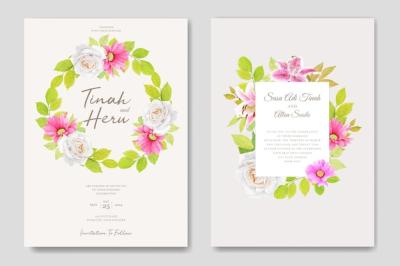 Floral Watercolor Wedding Invitation Card – Free Download