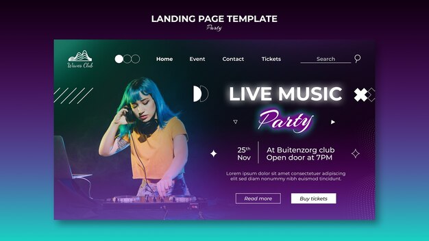 Party Event Landing Page Template – Free Download