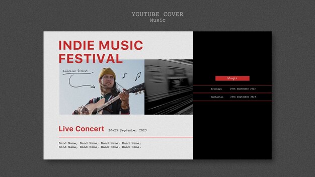 Indie Music YouTube Cover Template in Flat Design – Free Download