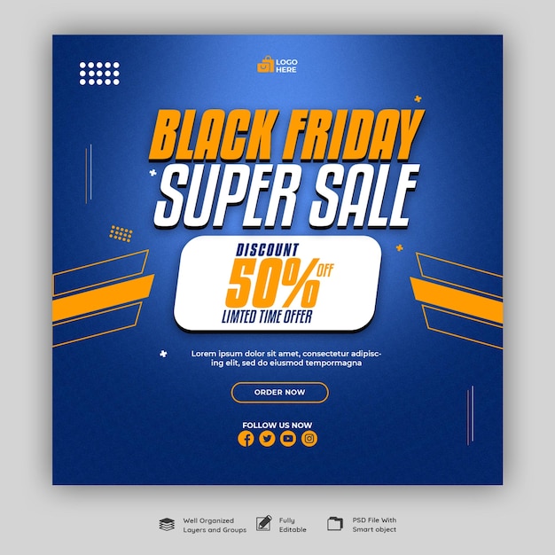 Black Friday Super Sale Social Media Banner Template – Free Download